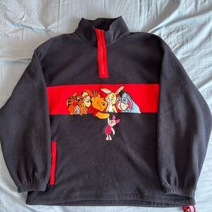 Vintage 90s Disney Winnie The Pooh Fleece Quarter Zip Sweater Embroidered